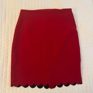 Banana Republic Red Scalloped Hem Mini Pencil Skirt for Cocktail